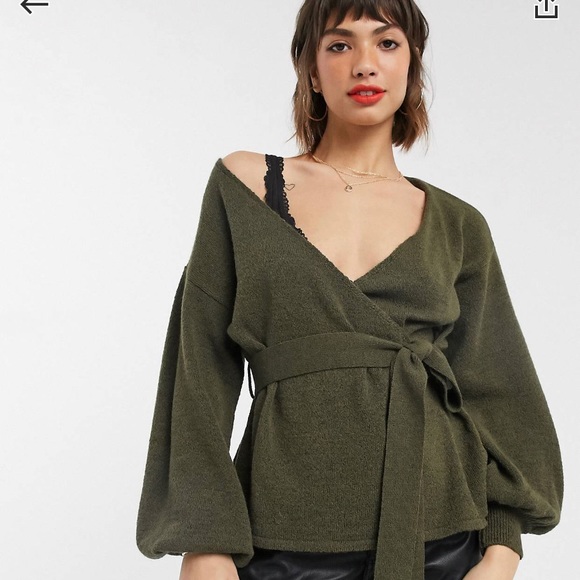ASOS Sweaters - ASOS Volume Sleeve Wrap Sweater